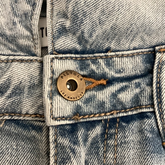 Pistola Cher Fold-Over Jean Shorts Size 26 Denim Cut Off Light Wash Distressed - Picture 6 of 14